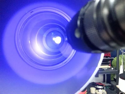 Some defects on lenses, mirrors and other smooth surfaces can be seen under UV light.