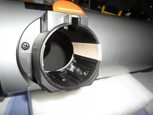 If an eyepiece focuser tilts, one or more thin Teflon strips almost always help