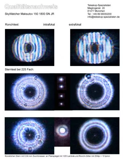 Sterntest und Ronchi fr einen Skywatcher Skymax-150 Pro 150/1800 Maksutov