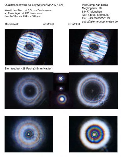 Ein Qualittsnachweis mit Sterntest und Ronchi fr einen SkyWatcher Maksutov 127/1500