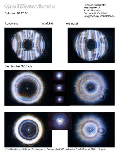 Ein Qualittsnachweis mit Sterntest und Ronchi fr ein Celestron C9.25 SC