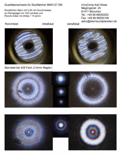 Ein Testbericht mit Sterntest und Ronchi fr einen Skywatcher Skymax-127 127mm/1500mm Maksutov: