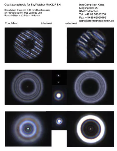 Ein Testbericht mit Sterntest und Ronchi fr einen Skywatcher Skymax-127 127mm/1500mm Maksutov: