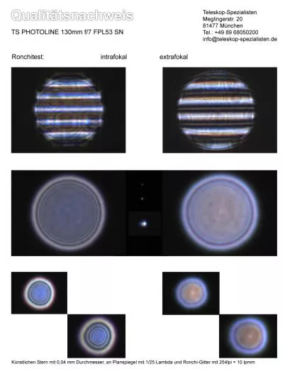 Ein Qualittsnachweis mit Sterntest und Ronchi fr einen APO130f7-P TS PHOTOLINE 130mm f/7 Triplet APO FPL53 2.5 RPA Auszug