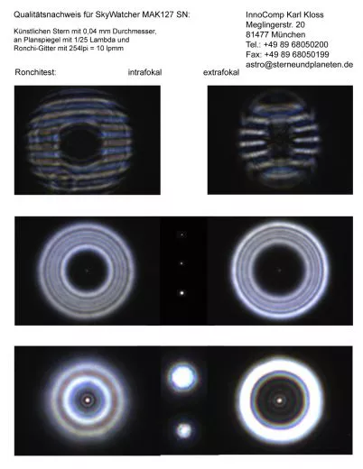 Ein Testbericht mit Sterntest und Ronchi fr einen Skywatcher Skymax-127 127mm/1500mm Maksutov: