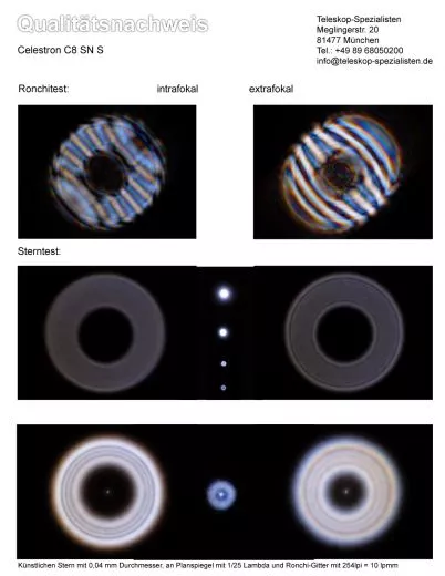 Ein Qualittsnachweis / Testbericht mit Sterntest und Ronchi fr einen Celestron C8 SC XLT - 203/2000mm Schmidt Cassegrain