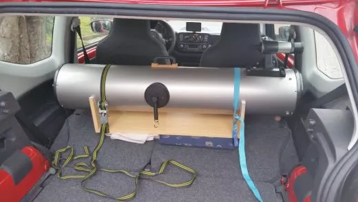 An idea how to transport your telescope in a station wagon.