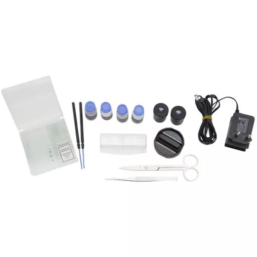 Biologisches Mikroskop fr Durch- u. Auflicht, binokular, bis 800x, LED