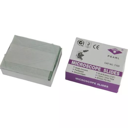 Slides 26x76 mm with recess for liquids, 50 pieces