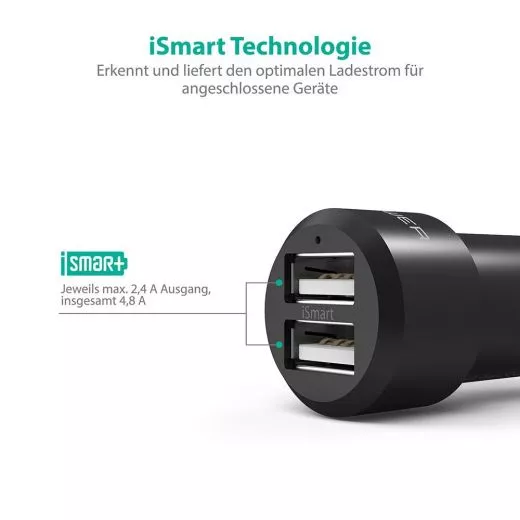 Mini USB Ladegert 2-Port 24W 5V / 4.8A USB fr Kfz-Buchse