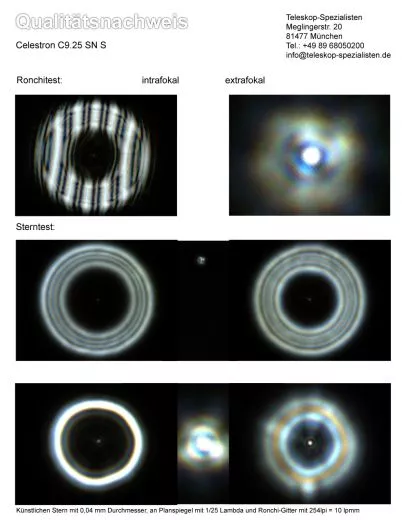 Ein Testbericht mit Sterntest und Ronchi fr ein Celestron C9.25.