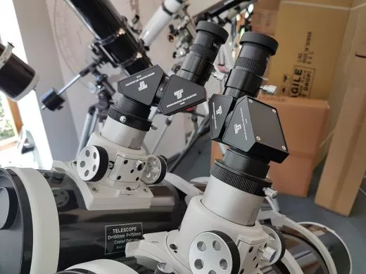 Unser neuer Prototyp eines Doppelteleskops (Bino) mit zwei Newton. Ein Doppelnewton.