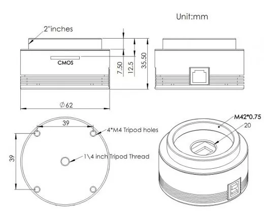 ZWO ASI178MM - SW-CMOS-Astrokamera USB3.0- Sensor D=8,82mm