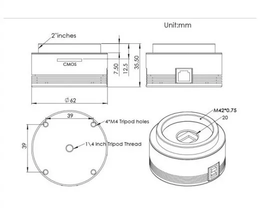 ZWO ASI385 USB3.0 CMOS Color - Farb - Kamera - Chip D=8,35 mm