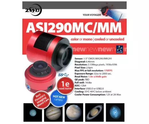 ZWO ASI290MC USB3.0-Farb-Astrokamera - Sensor D=6,46mm ppp