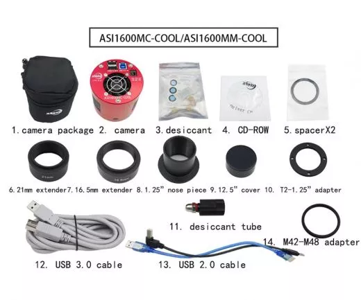 ZWO Farb-CMOS-Kamera ASI 1600MC-Cool 21,9mm Chip gekhlt