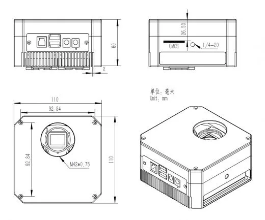 ZWO SW Astrokamera ASI183GT gekühlt mit integriertem 5pos Filterrad