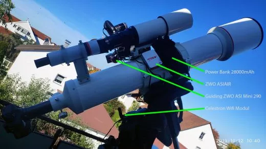 Beispiel einer Balkonsternwarte mit Celestron CGX-L und Anbauten