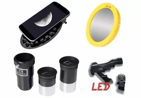 BRESSER Solarix AZ 114/500 Carbon Design Teleskop Starter Set