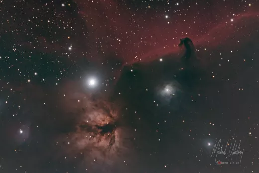 Pferdekopf / Flammennebel und Plejaden M45 mit SkyWatcher Esprit 120