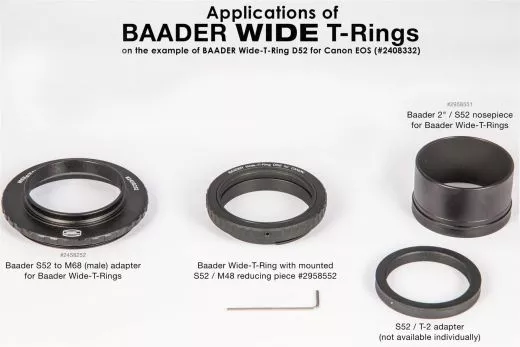 Baader Wide-T-Ring Canon R (fr Canon R Bajonett) mit D52i auf T-2 und S52 EOS R und RP Kamera Adapter
