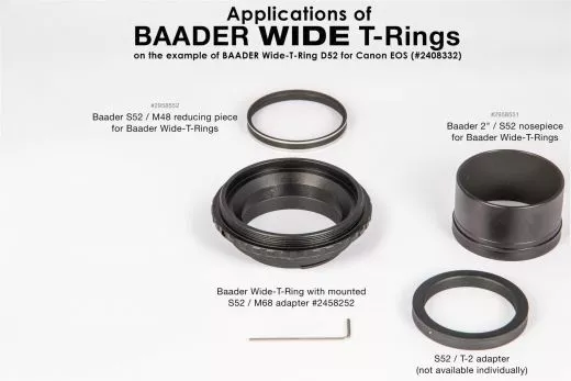 Baader Wide-T-Ring Canon R (fr Canon R Bajonett) mit D52i auf T-2 und S52 EOS R und RP Kamera Adapter