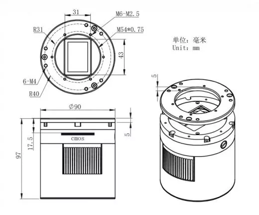 ZWO ASI2400MC Pro / gekühlte Farb-Astrokamera - CMOS - Sensor D=43,3 mm
