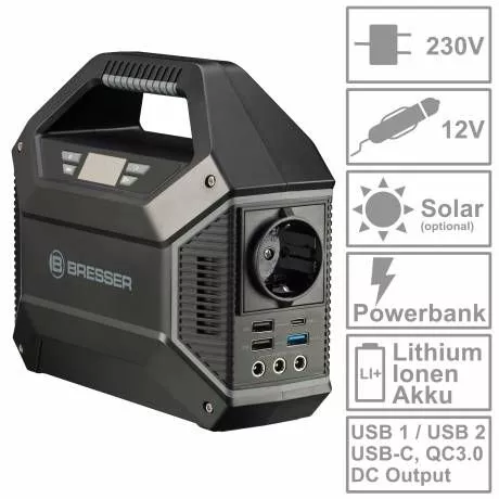 BRESSER MOBILE POWER STATION 100 WATT 155Wh 13Ah /12V Lithium-Ionen-Akku