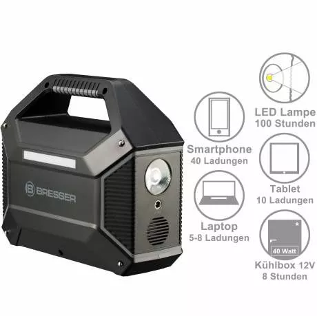 BRESSER MOBILE POWER STATION 100 WATT 155Wh 13Ah /12V Lithium-Ionen-Akku