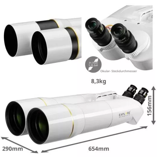 EXPLORE SCIENTIFIC BT-120 SF Grofernglas mit 62 Grad LER Okularen 20mm