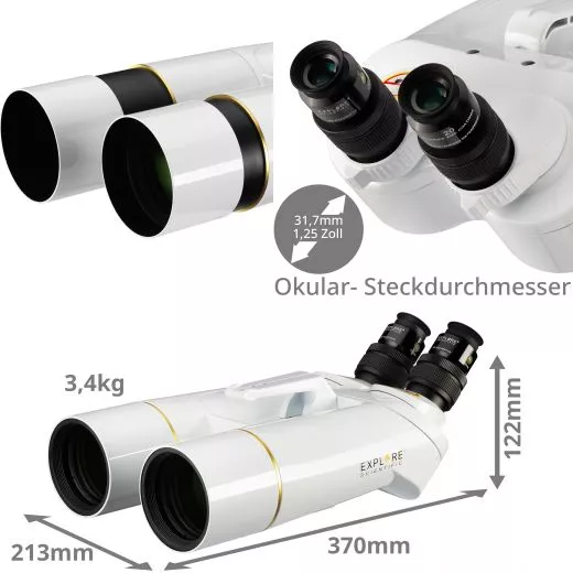 EXPLORE SCIENTIFIC BT-70 SF Grofernglas mit 62 Grad LER-Okularen 20 mm