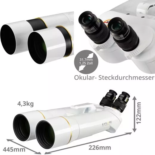 EXPLORE SCIENTIFIC BT-82 SF Grofernglas mit 62 Grad LER-Okularen 20 mm