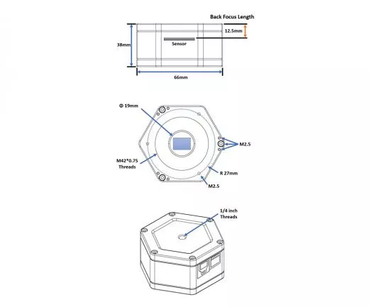 TS-Optics TS290M USB3.0 SW-Astrokamera - CMOS-Sensor mit D=6,46 mm