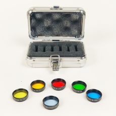 SkyGlow and 5 planetary color filters in aluminum case (yellow, orange, red, green, blue) Lacerta Filter Set