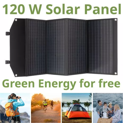 BRESSER Mobiles Solar-Ladegert 120 Watt mit USB- u. DC-Anschluss fr z.B. Mobile Power Station Stromspeicher Akku
