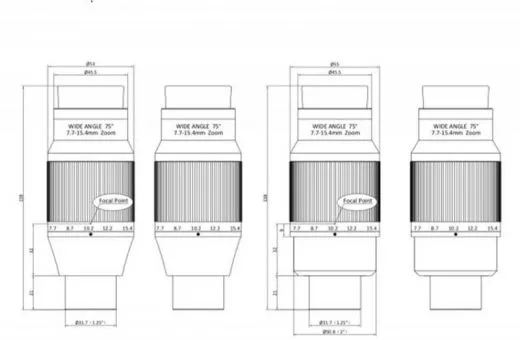 APM Super Zoom Okular 7,7mm bis 15,4mm mit 1.25 Anschluss und Filtergewinde