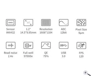 ZWO ASI432MM Mono USB3.0 Astrokamera - Sensor D=17,6 mm