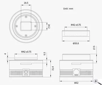 ZWO ASI432MM Mono USB3.0 Astrokamera - Sensor D=17,6 mm