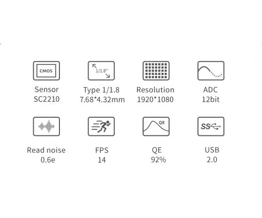 ZWO ASI220MM Mini Autoguider und USB2.0 Monochromkamera - Chip D=8,81 mm