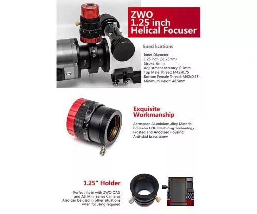 ZWO 1.25 Helical Focuser with T2 Connection - non-rotating System