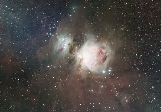 M42 und IC 1805/1848 mit Askar FRA300, Omegon VeTec 571c, Celestron AVX und Skywatcher EQ6R Pro