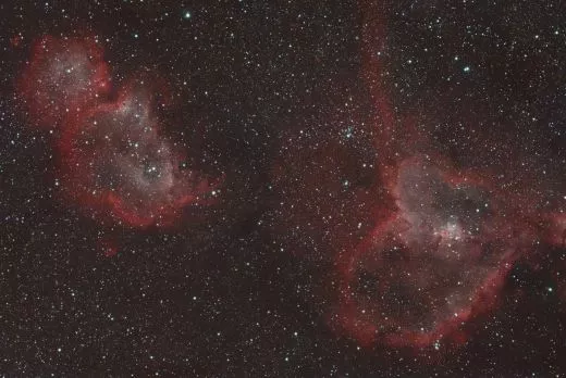 M42 und IC 1805/1848 mit Askar FRA300, Omegon VeTec 571c, Celestron AVX und Skywatcher EQ6R Pro