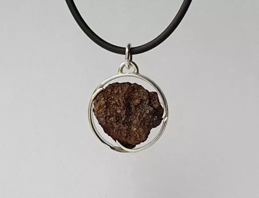 Meteorite Errachidia, stone-iron, 925/- silver