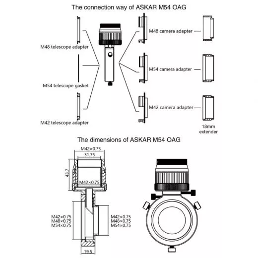 Askar OAG Off-Axis-Guider T2/M48/M54