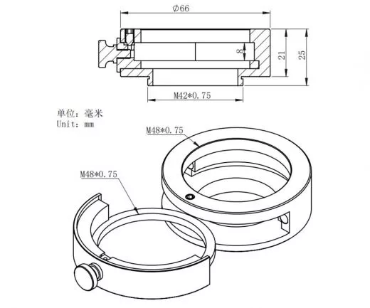 ZWO Filterschublade V2 fr 2 Filter M48 und T2 Anschluss Lnge 21mm