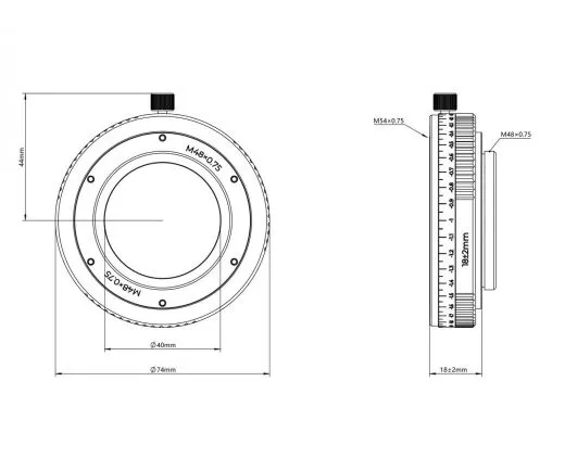 Askar M54-M48-Spezialadapter fr das przise Einstellen des Arbeitsabstands Backfocus Adjuster