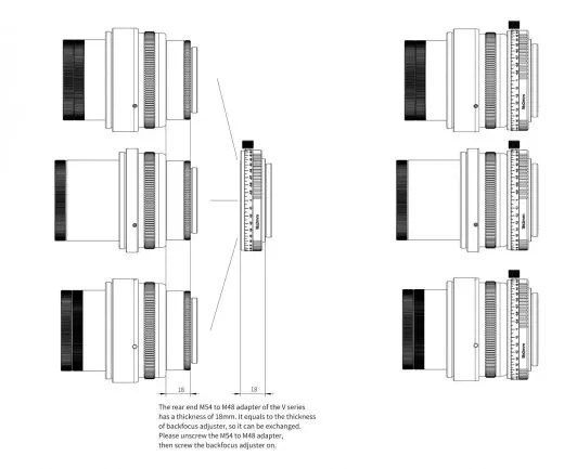Askar M54-M48-Spezialadapter fr das przise Einstellen des Arbeitsabstands Backfocus Adjuster