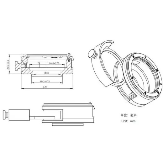 Pierro Astro Adapter Canon EOS Objektiv - T2 mit ZWO Filterhalterung