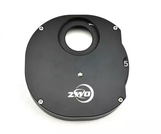 ZWO manuelles Filterrad f�r 5x 1,25-Filter mit 1,25 und T2 Anschluss