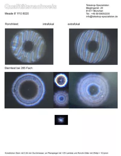 Qualittsnachweis Meade 8020 8 Schmidt-Cassegrain